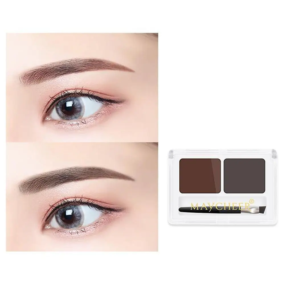 2 Farben Augenbrauen Puder Palette Make-up schwarz braun Augenbrauen Enhancer profession elle wasserdichte kosmetische Lidschatten Palette mit Pinsel