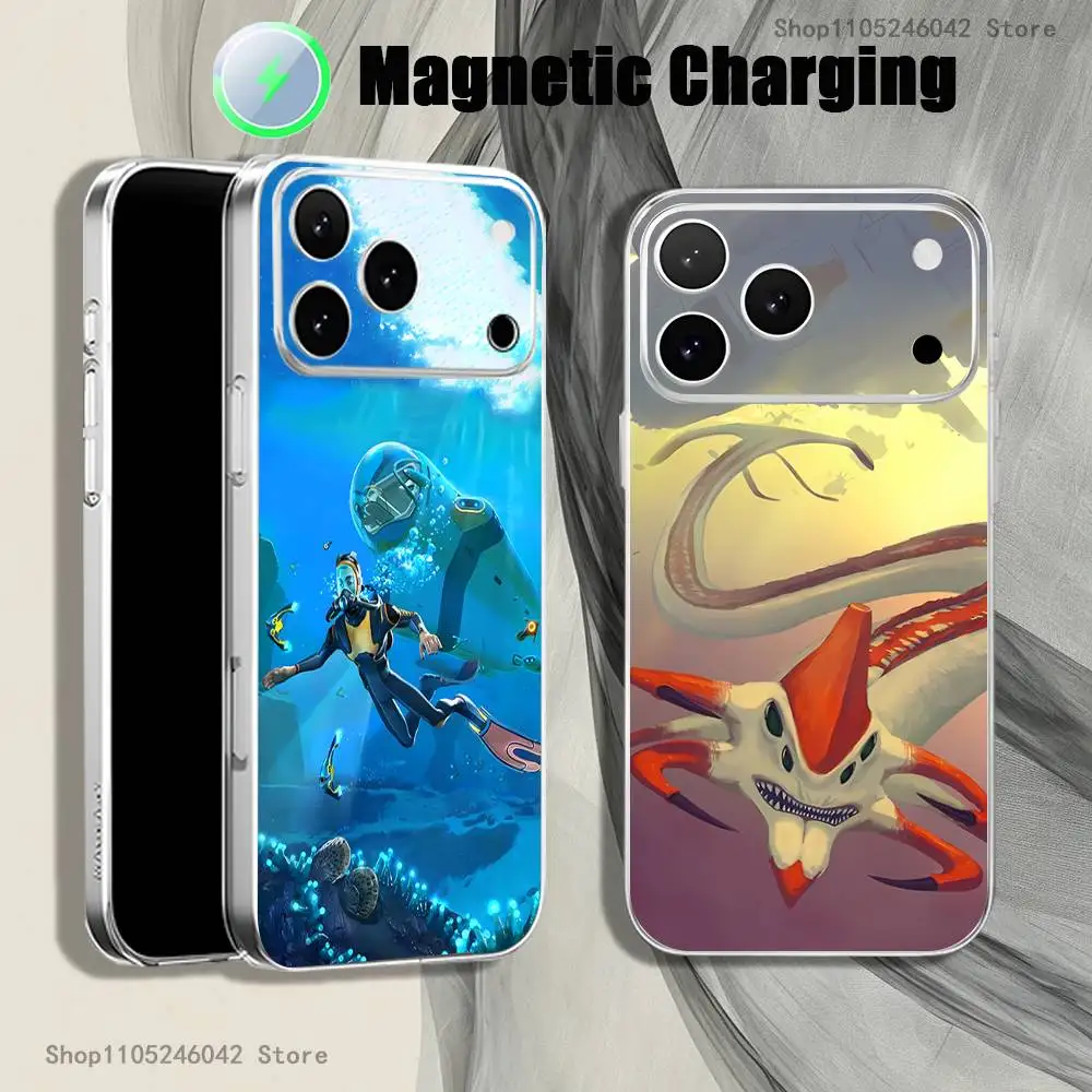 

B-Below Zero Subnauticas Magnetic Wireless Charging Transparent White Phone Case For iPhone 17,16,15,14,13,12,11,Pro,Max,Plus