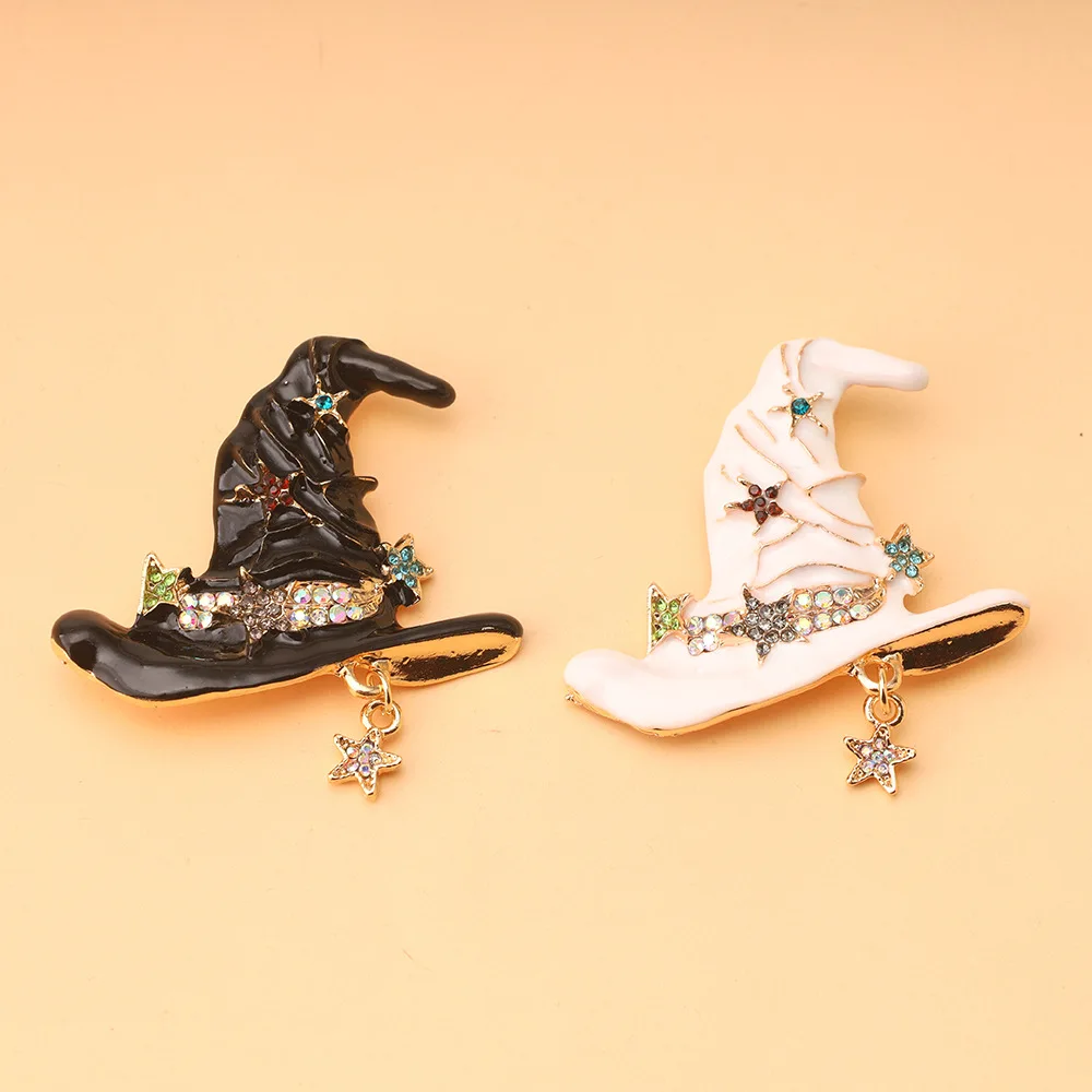 New Retro Star Witch Hat Brooch Exaggerated Dark Wind Pin cartoon Accessories Holiday Gift