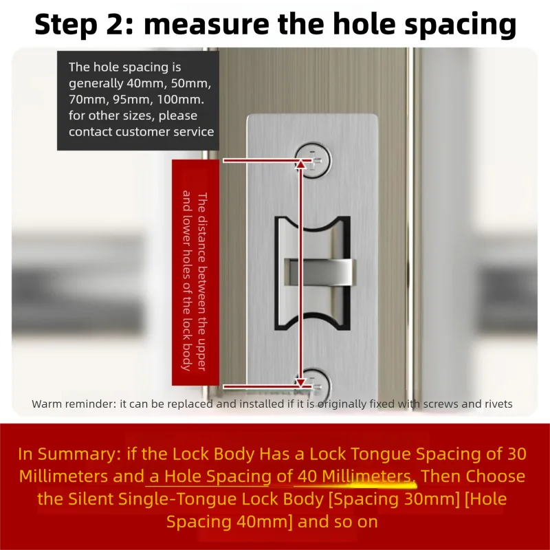 Universal Silent Single Tongue Door Lock Body, Metal Hardware for Bathroom Bedroom Interior Door Replacement image 5