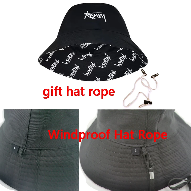 Reversible Hat Big Head Size Autumn Bucket Hat Men Korean Casual Street Panama Hat Hiphop Golf Fisherman Hat Caps for Women