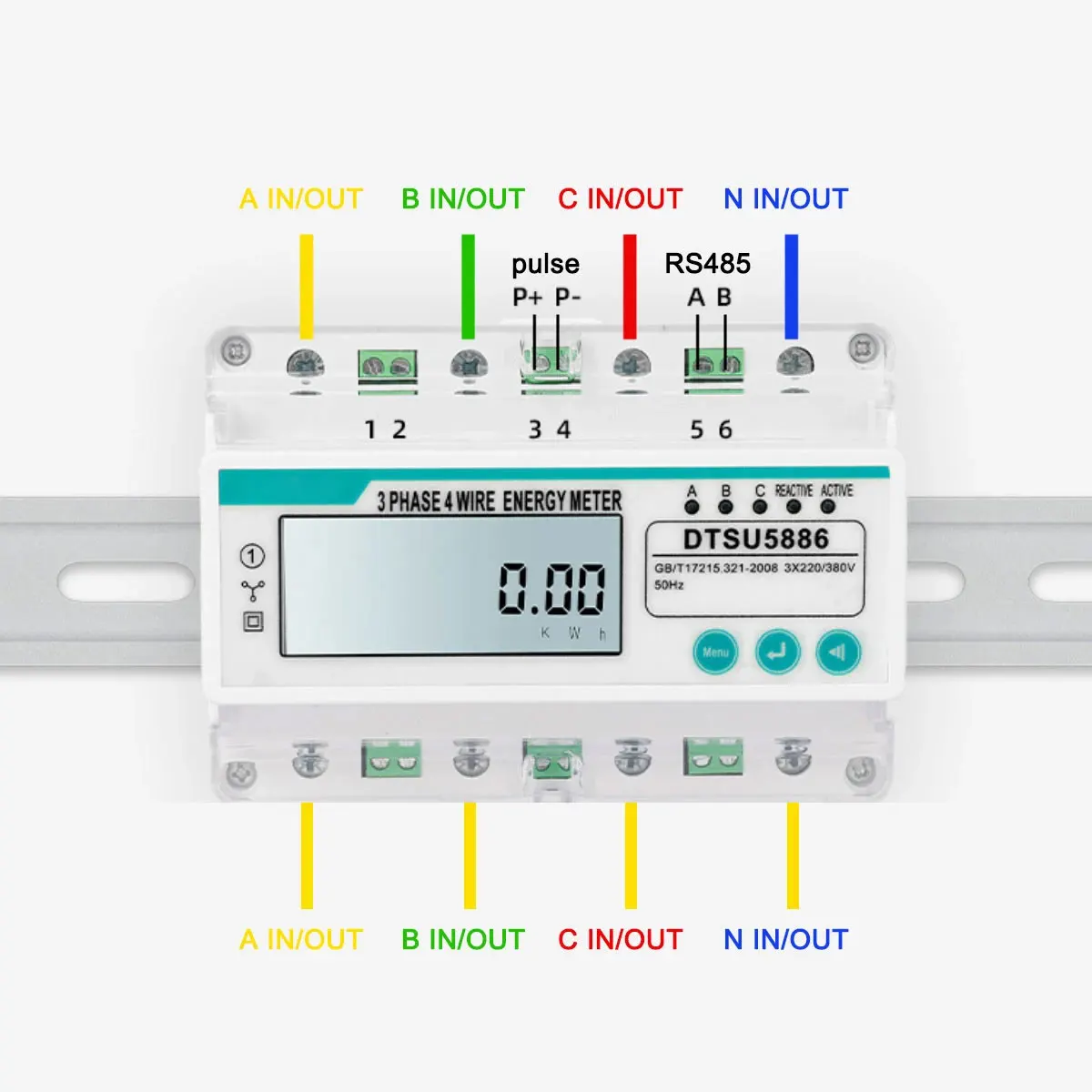 3*220/380V 5-100A 50/60HZ inteligentne życie 7P Din Rail trójfazowy czteroprzewodowy kompaktowy licznik energii miernik mocy z RS485 do użytku