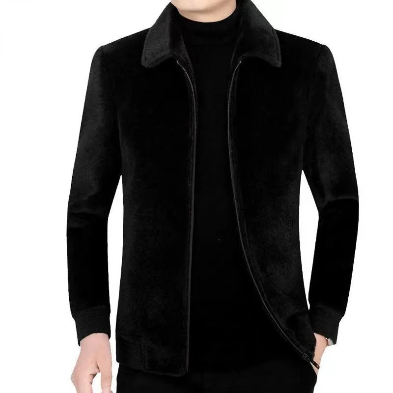 Luxo inverno quente casaco de pele sintética masculino, jaqueta grossa com capuz, tamanho grande, zíper de marca, roupas de grife, jaquetas masculinas, M14