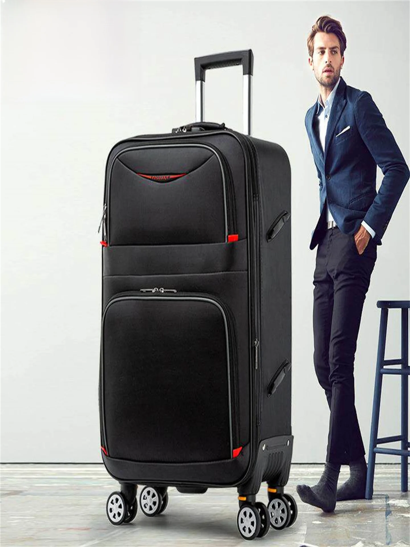 large-capacity-oxford-fabric-luggage-bag-with-four-way-wheels-and-combination-lock-for-travel-black-brown-fashionable-unisex