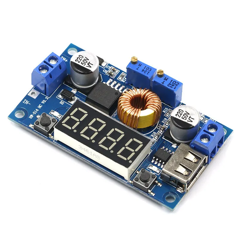 10pcs 5a xl4015 constant voltage constant current step-down power supply module with voltage and current display, led driver