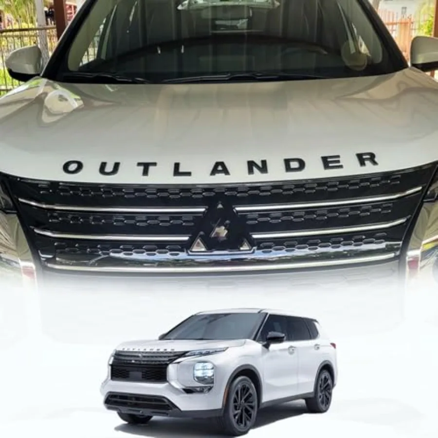 

Наклейка на капот из карбона для Mitsubishi Outlander 2026 2025 2024 с изогнутыми буквами и аксессуарами, внешняя, самоклеящаяся