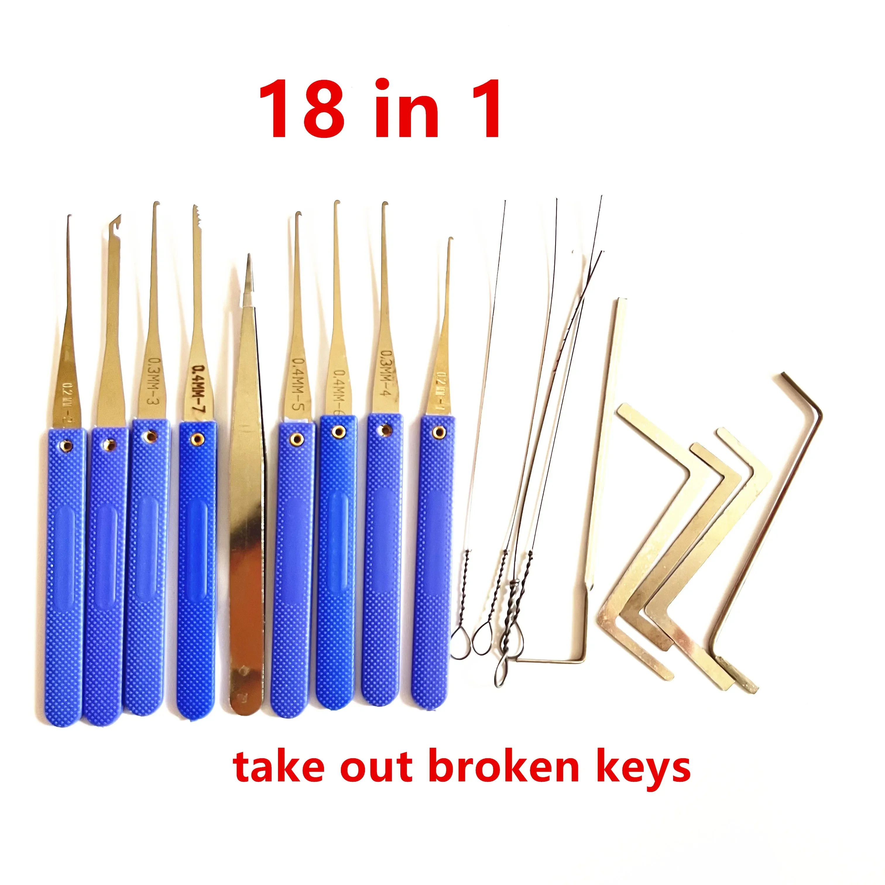 

New 18 in 1 Locksmith Extractor Tools Kit Broken Key Remove Tool Set with Tension Wrench Tools for Family,Home Life Helper
