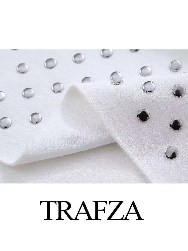 Neue Frauen 2-teiliges Set Elegante Ärmellose Liebsten Niet Schmücken Tops + Mode Sommer Solide Rock Anzüge