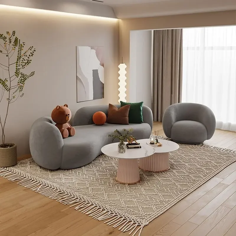 Lamb wool fabric sofa small apartment living room guest sofa