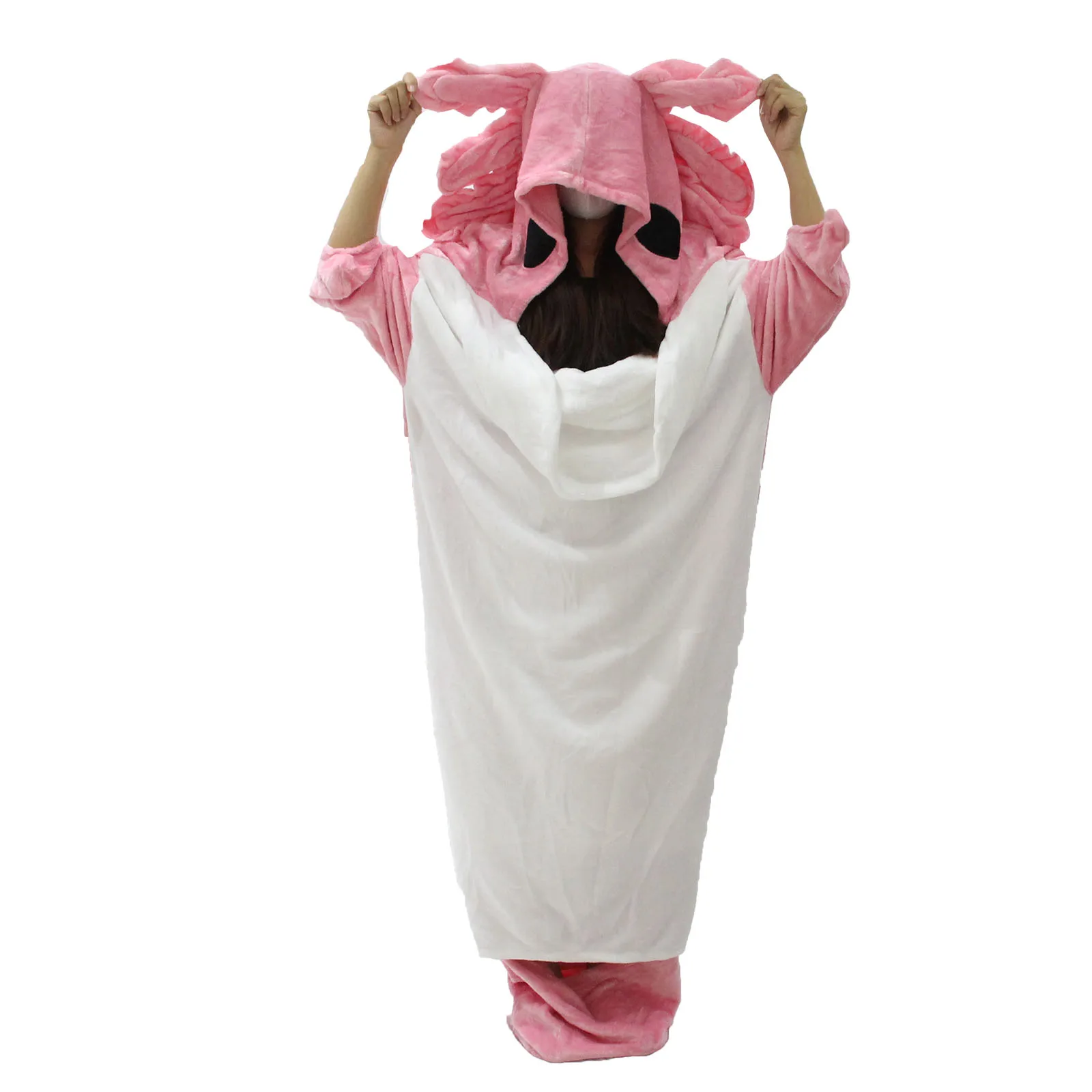 Saco de dormir de salamandra rosa, pijama de una pieza, traje de franela para el hogar, Anime, dormitorio, oficina, manta para estudiantes