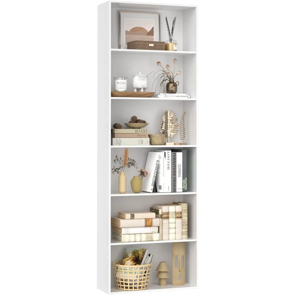 

6-Tier Open Bookcase and Bookshelf, Freestanding Display Storage Shelves Tall Bookcase for Bedroom, Living Room