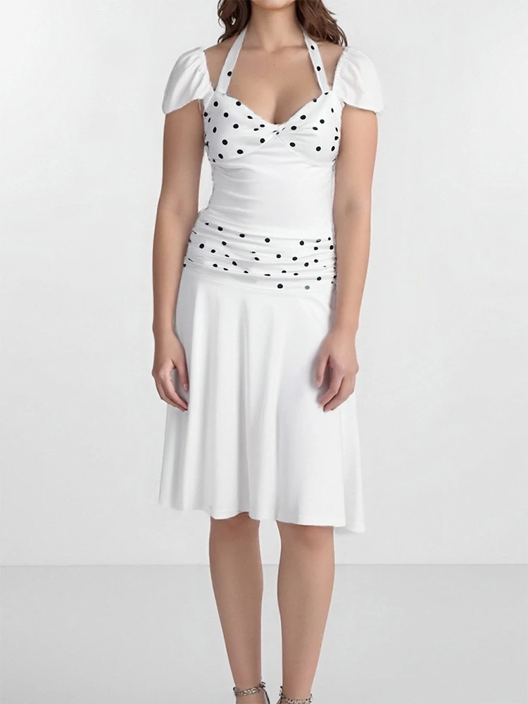 Femmes nouveaux t-shirts jupe noir Sexy 2 pièces été Streetwear mode à pois imprimé décontracté mince élégant dame Club fête vêtements