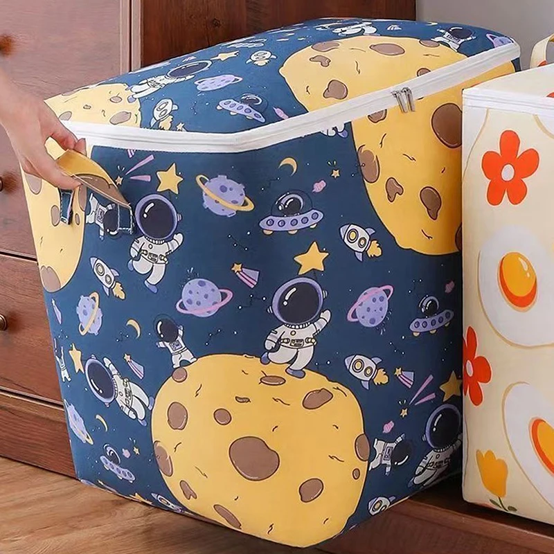 Clothes Storage Bins Cute Teddy Bear Quilt Storage Bag Wardrobe Sorting Storage Bucket Closet Storage Box Blanket Sorting Box