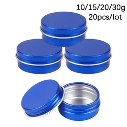 20Pcs Blue Candle Jar With Lids Aluminum Can for Cosmetic 10g 15g 20g 30g Metal Tin Box Lip Balm Container Cream Tea Cans Travel