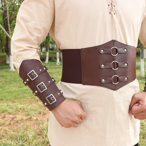 أساور مرصعة بجلد صناعي من العصور الوسطى ، مجموعة حزام عريض ، درع فايكنج ، إكسسوارات تأثيري أعلى 6 مجوهرات طبق الأصل مبيعات H ستيرن - No2