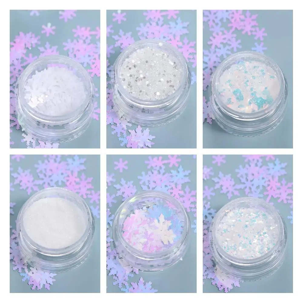 6 szt./zestaw Pigment do paznokci w proszku Świąteczne cekiny do paznokci Narzędzia do manicure Dekoracje do paznokci Świąteczne płatki brokatu