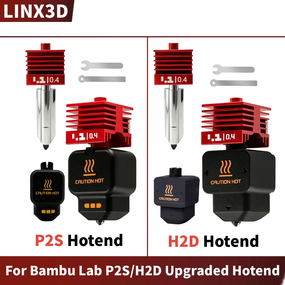 For Bambu Lab P2S H2D H2S Upgrade Hot End Print Head Wearproof Hardened Steel Nozzle Multi Specification 0.2/0.4/0.6/0.8mm Kit