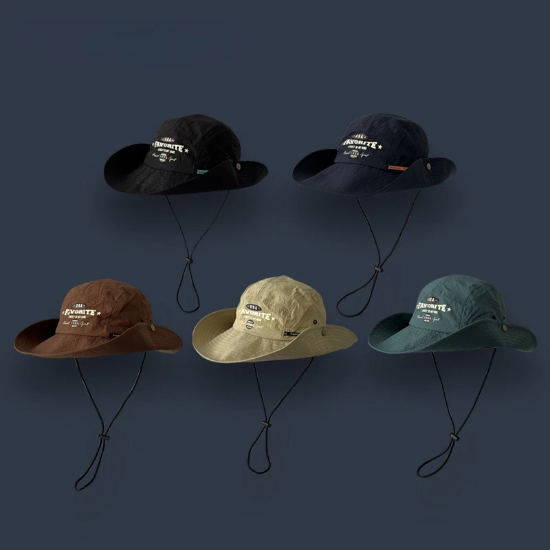 

Japanese Mountaineering Quick-drying Fisherman Hat Women Summer Outdoor Men Sun Protection Big Eaves Western Cowboy Sun Cap