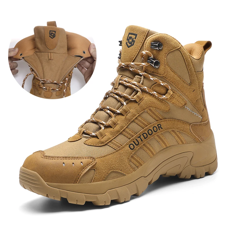 High Top Men's Hiking Shoes Anti-slip Outdoor Tactical Boots Male Desert Combat Boots Mountain Climbing Shoes Hunting Boots