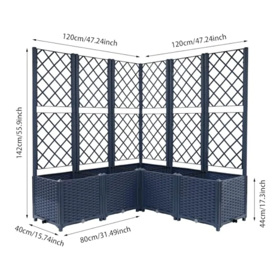 Raised Garden Bed with Trellis, Privacy Screen Planter Box and Diamond Lattice Trellis, Standing Vertical Horticulture Trelli P