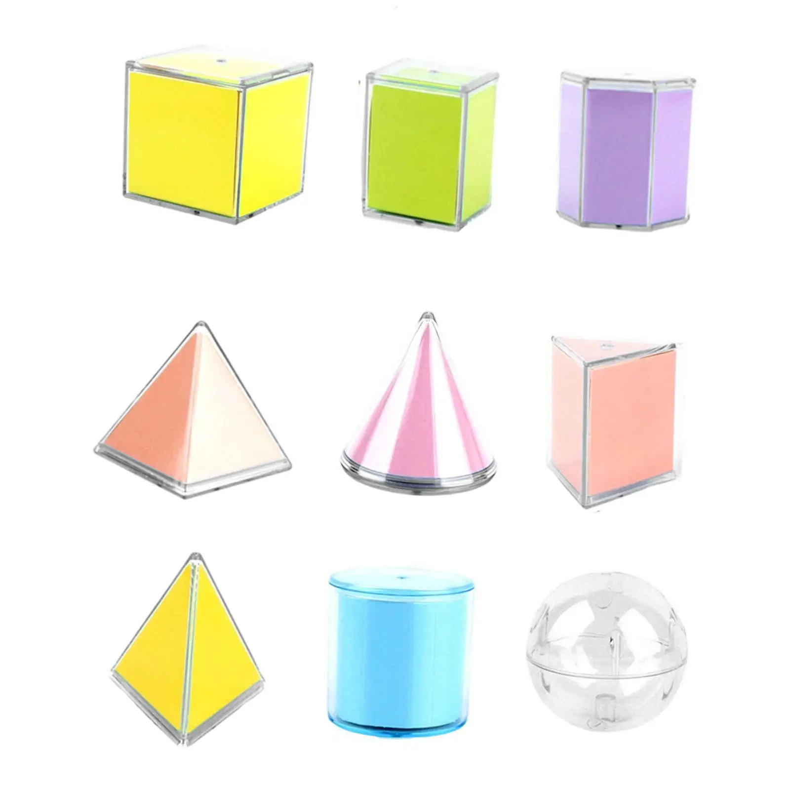 9Pcs Folding Geometric Shapes Back to School Supplies, 3D Geometric Solids Learning Toys for Kids, Elementary School