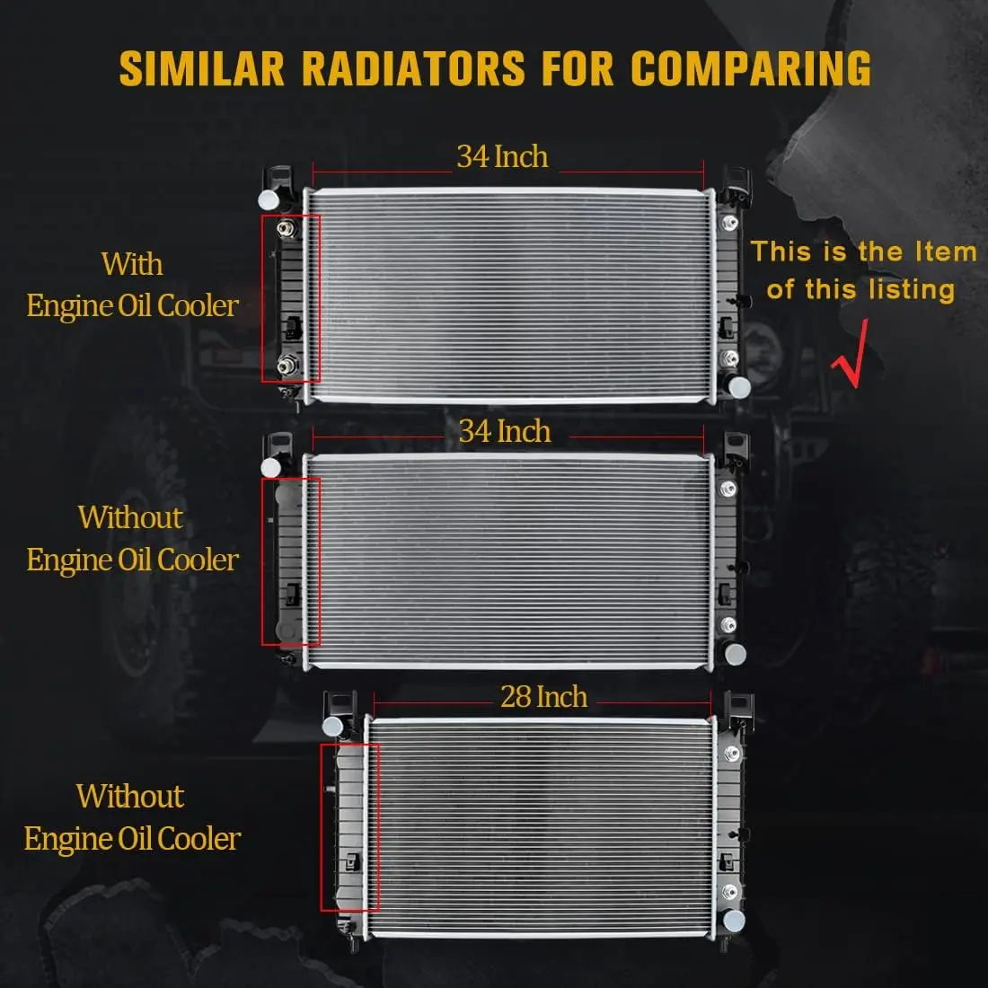 

34'' Core Radiator Compatible Hummer H2 4.3L 4.8L 5.3L 6.0L 6.2L V8 DWRD1001