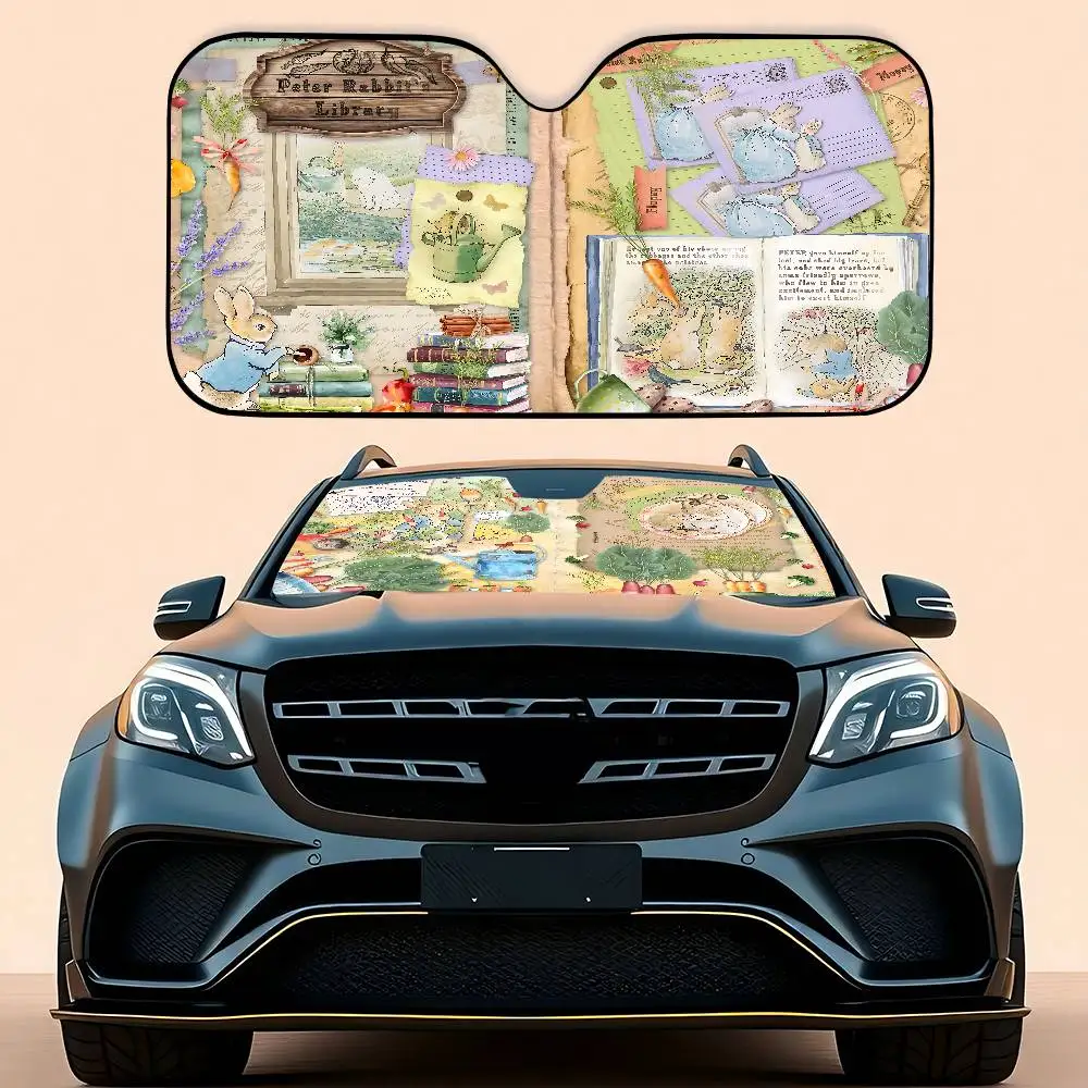 P-Peter Rabbit Car Sunshade Covers Cover Universal Windscreen Folding Visor
