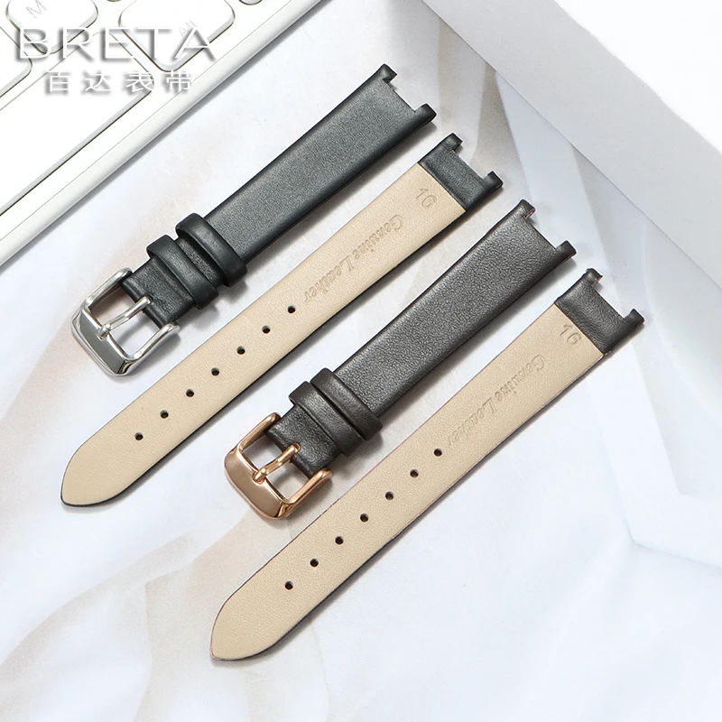 Correa de piel con muescas para Gucci Watch GC Ya 141501   Ya Ya. 141401   Correa de reloj para mujer 12x4mm 14x4mm pulsera blanco negro