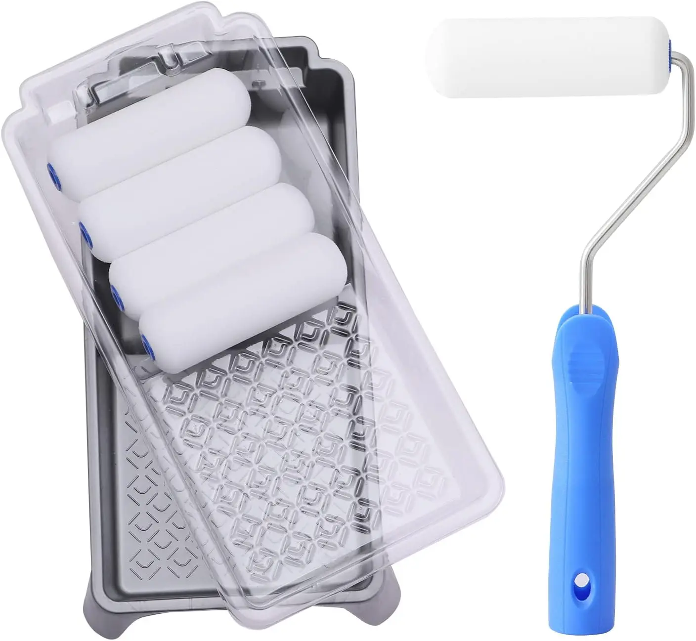 

Набор из 8-ми 4-дюймовых валиков для покраски из пеноматериала с лотком и вкладышем, идеально подходит для гладкой покраски на плоских поверхностях