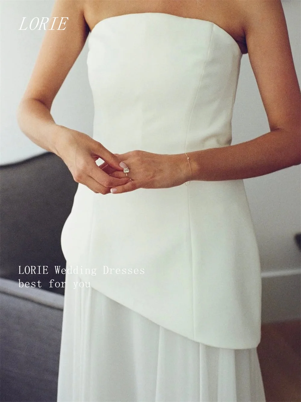 

LORIE Luxury Classical A Line Civil Wedding Dress Simple Bridal Dresses Strapless Engagement Wedding Gown Customized 2026