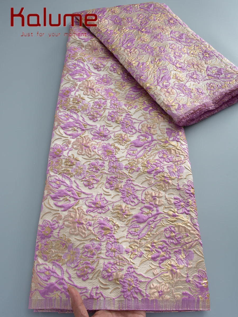 

Latest Nigerian Damask Laces Fabric 2026 Luxury 5 Yards African Jacquard Brocade Lace Fabric for Sewing Family Prom Dresses