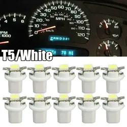 10Pcs Cars Dashboard Dash Lamp 12V T5 B8.5D 5050 SMD LED Bulbs White Instrument Light 15.5mm Auto Signal Lamps