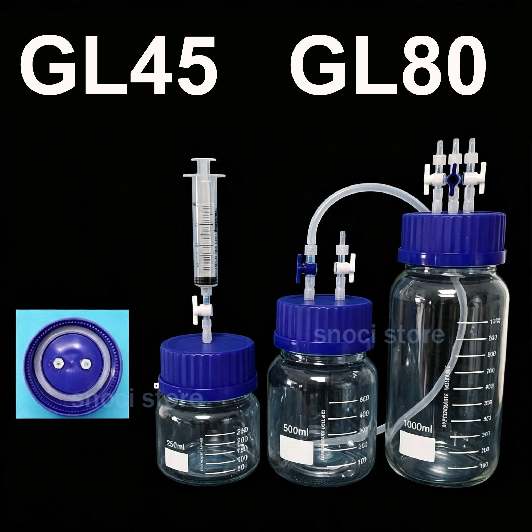 tampa-de-seguranca-azul-gl45-gl80-com-valvula-de-comutacao-para-tanque-de-reator-de-fermentacao-amostragem-e-garrafa-de-residuos-liquidos