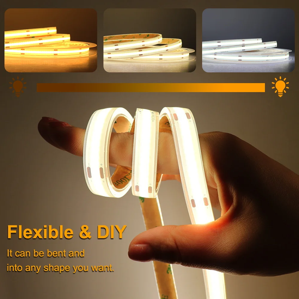 Ip68 Waterdichte Cob Led Strip 12V Sauna Waterdichte Led Tape Keuken 24V Led Strip Buitenverlichting Badkamer Cob Ledstrip