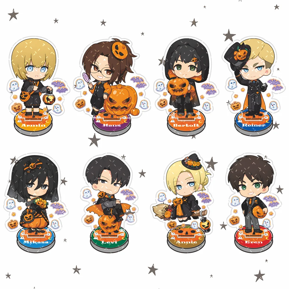 Attack on Titan 10cm Halloween Costume Chibi Acrylic Stand Figure Keychain Tabletop Decor Collectible Ornament Gift for Fans