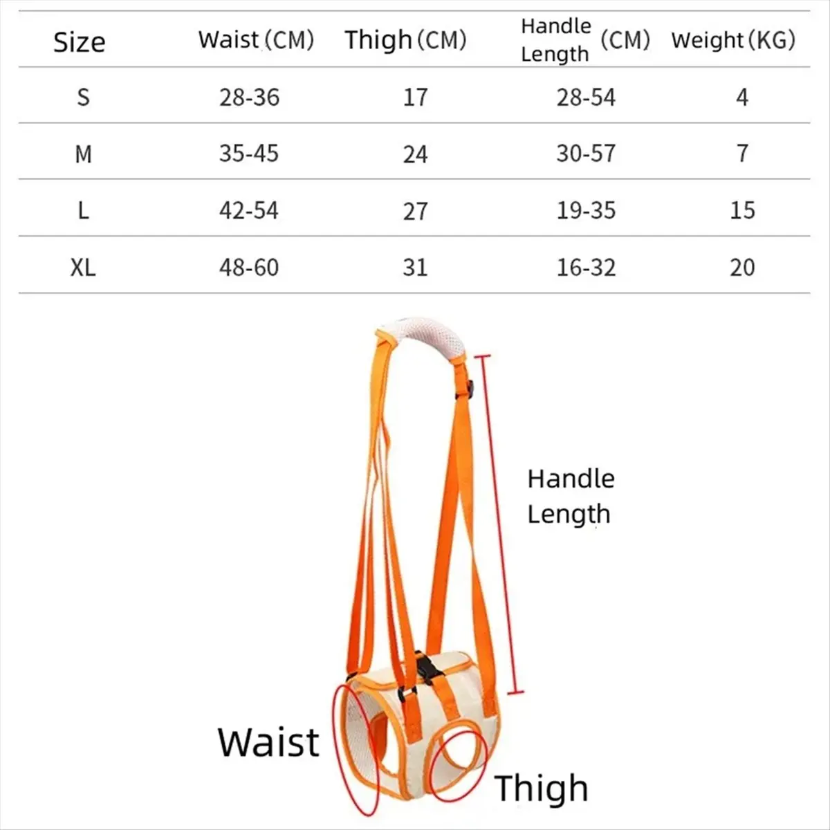 A62Z Adjustable Dog Sling Back Legs Hip Support Pet Accessories for Canine Aid and Ligament Rehabilitation Dog Lift Harness,S