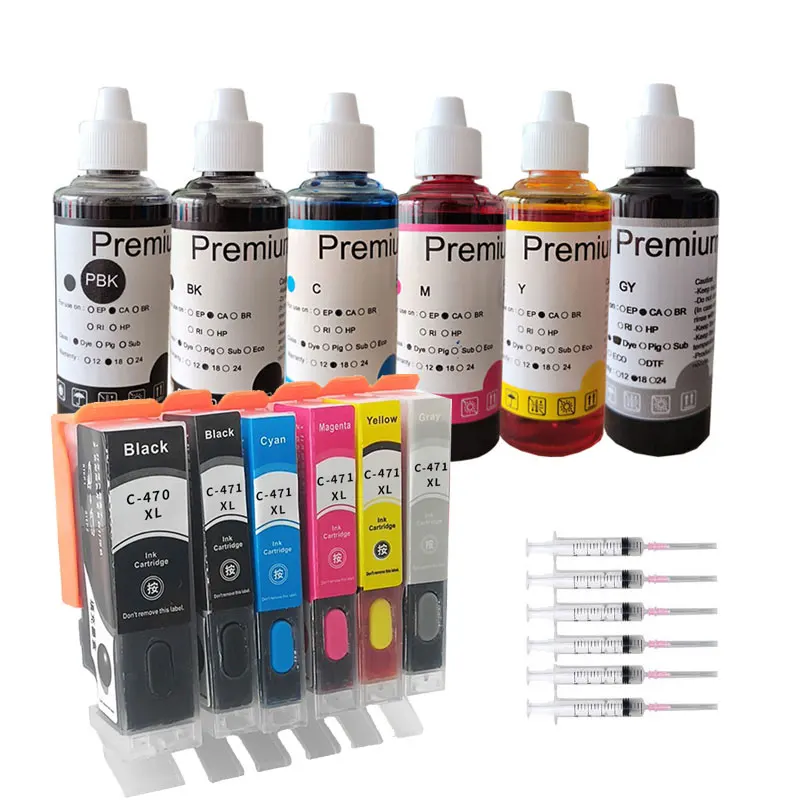 PGI470 CLI471 PGI-470 Refillable Ink Cartridge for Canon 470 PGI470 MG5740 MG6840 MG7740 TS5040 TS6040 TS8040 TS9040 Printer