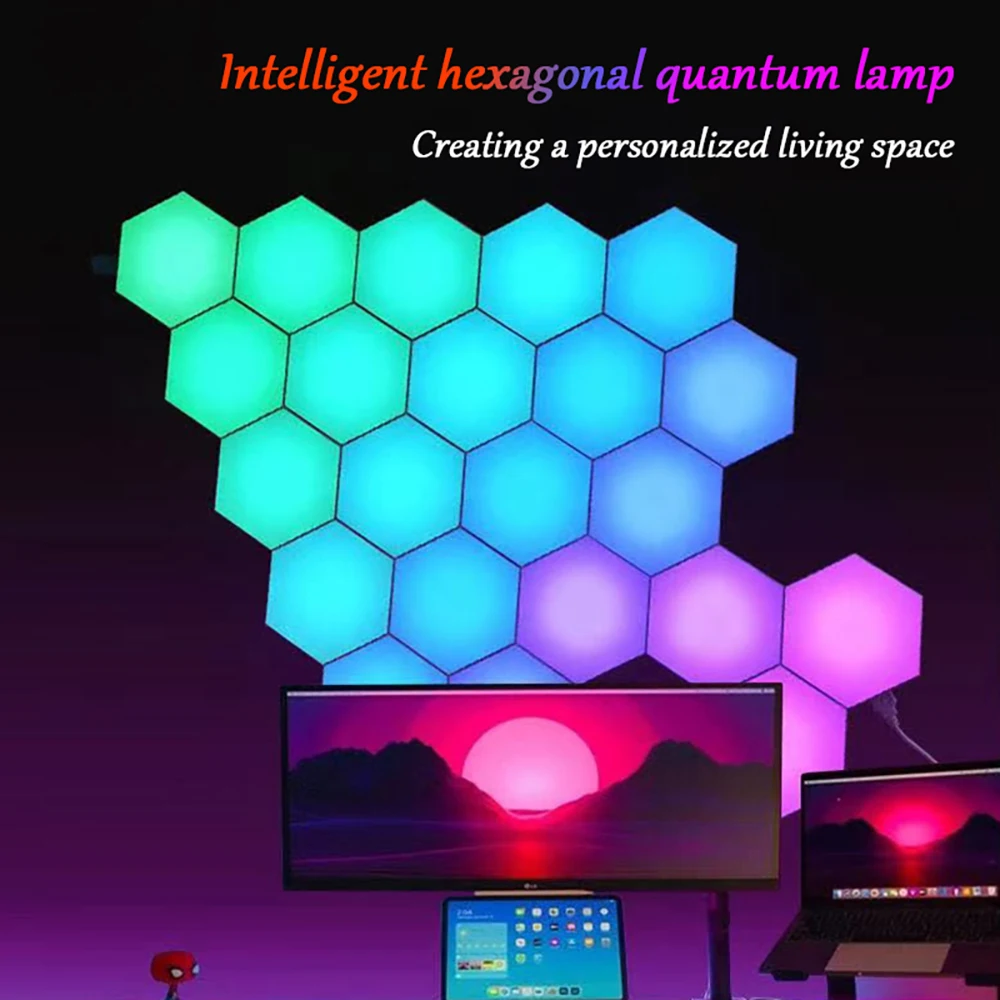 RGB IC Intelligent Hexagonal Wall Lamp DIY Environment Night Light Shape Music Rhythm APP Game Room Bedroom Intelligence