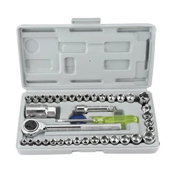 40Pcs/Set Car Motorcycle Wrench Socket Set Sleeve Combination Removal Installation Repair Tools