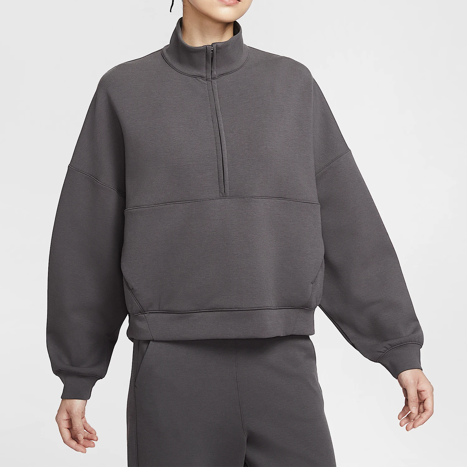 Nike genuine Dri FIT women's half zipper simple casual soft hoodie HQ8189-036
