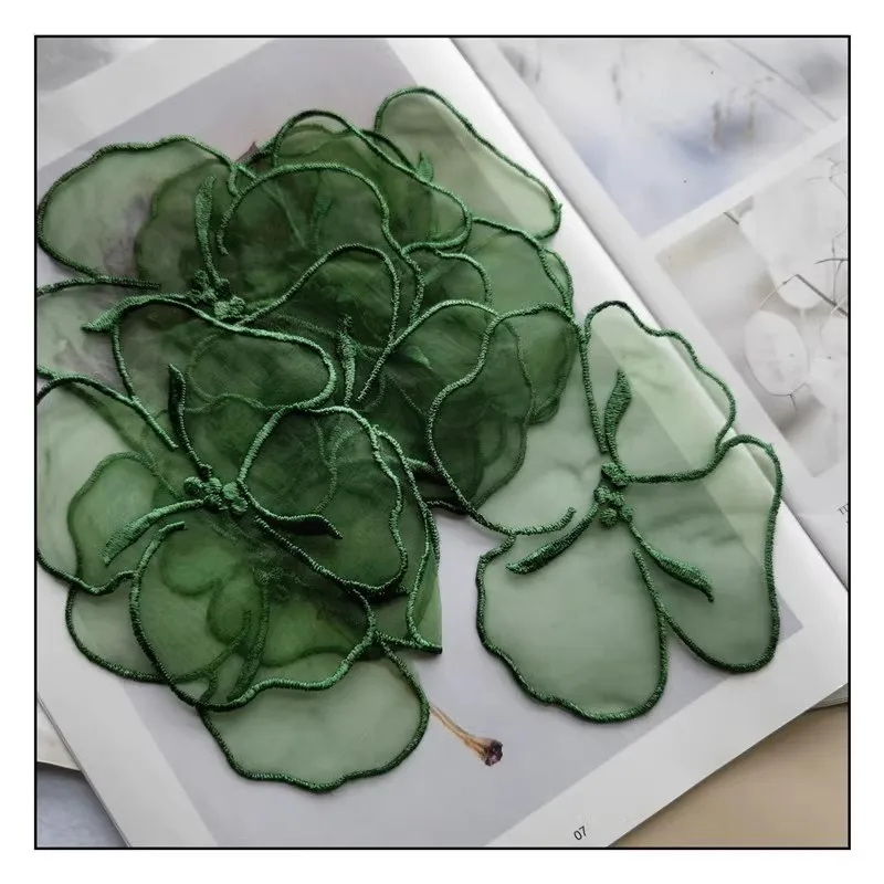 10piece set of organza embroidery flowers green embroidery flowers