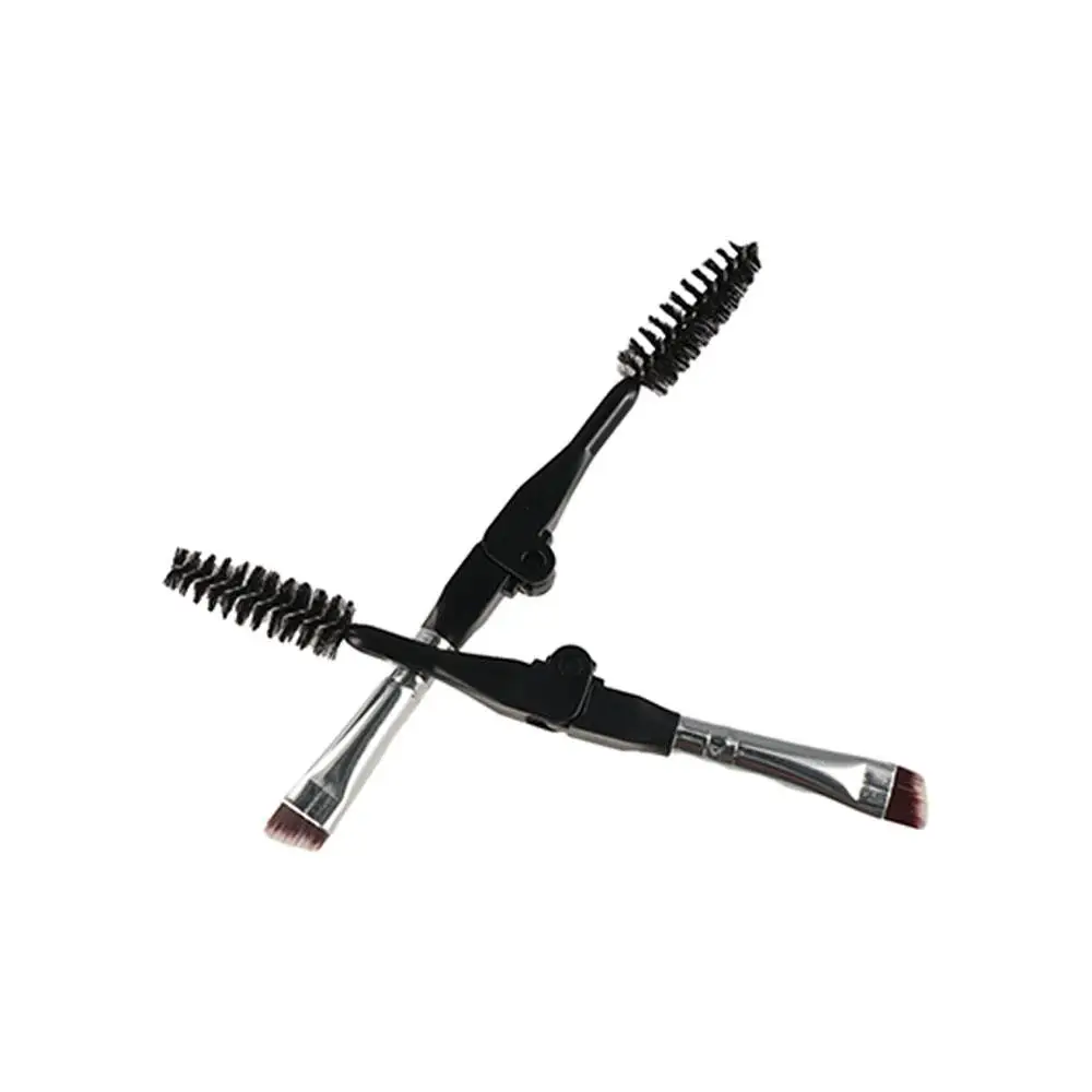 Ferramenta de aliciamento separador de cílios pincel de maquiagem aplicador de rímel dobrável escova de sobrancelha spoolie escova de sobrancelha angular duo