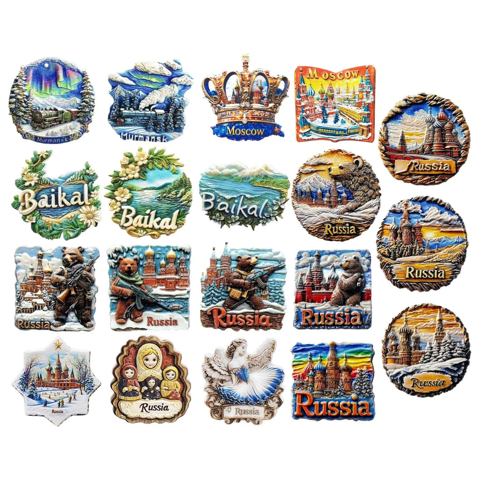 Ásia Rusia Murmansk Baikal resina 3D imanes de nevera recuerdo de turismo pegatina para refrigerador artesanía decoración de regalo