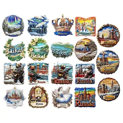 Asia Russia Murmansk Baikal Resin 3D Fridge Magnets Tourism Souvenir Refrigerator Sticker Handicraft Gift Decoration