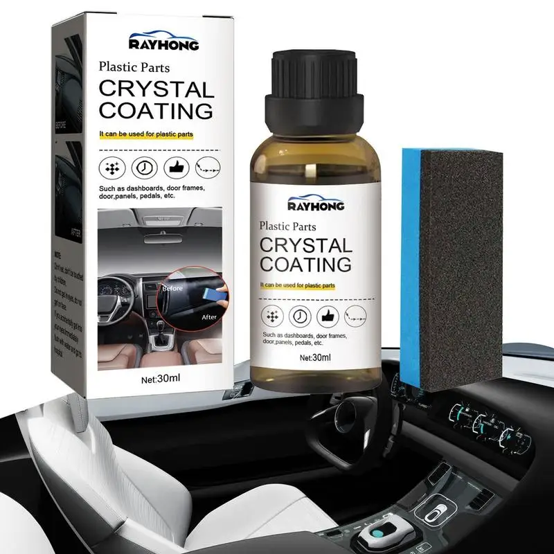 

1 Set 30ml Car Plastics Parts CrystalCoating Brand New Disperse Rain For Instrument Panels Sponge Auto Refresher Agent