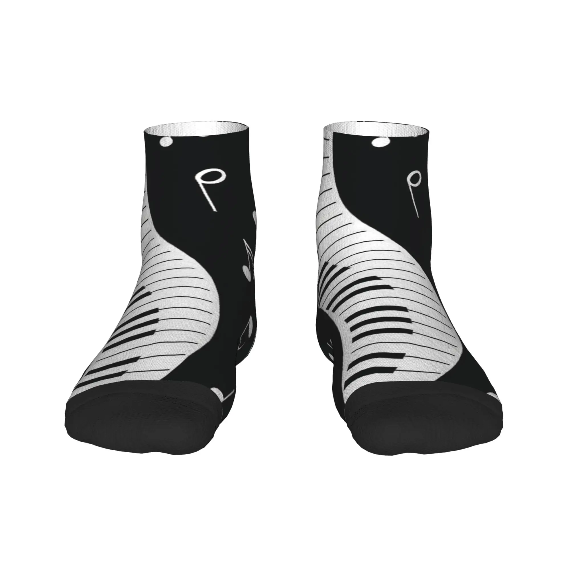 أبيض وأسود الموسيقى ملاحظات الكاحل الجوارب مخصص الترفيه الجوارب غير رسمية الخريف عدم الانزلاق تشغيل الراحة لينة جورب للزوجين