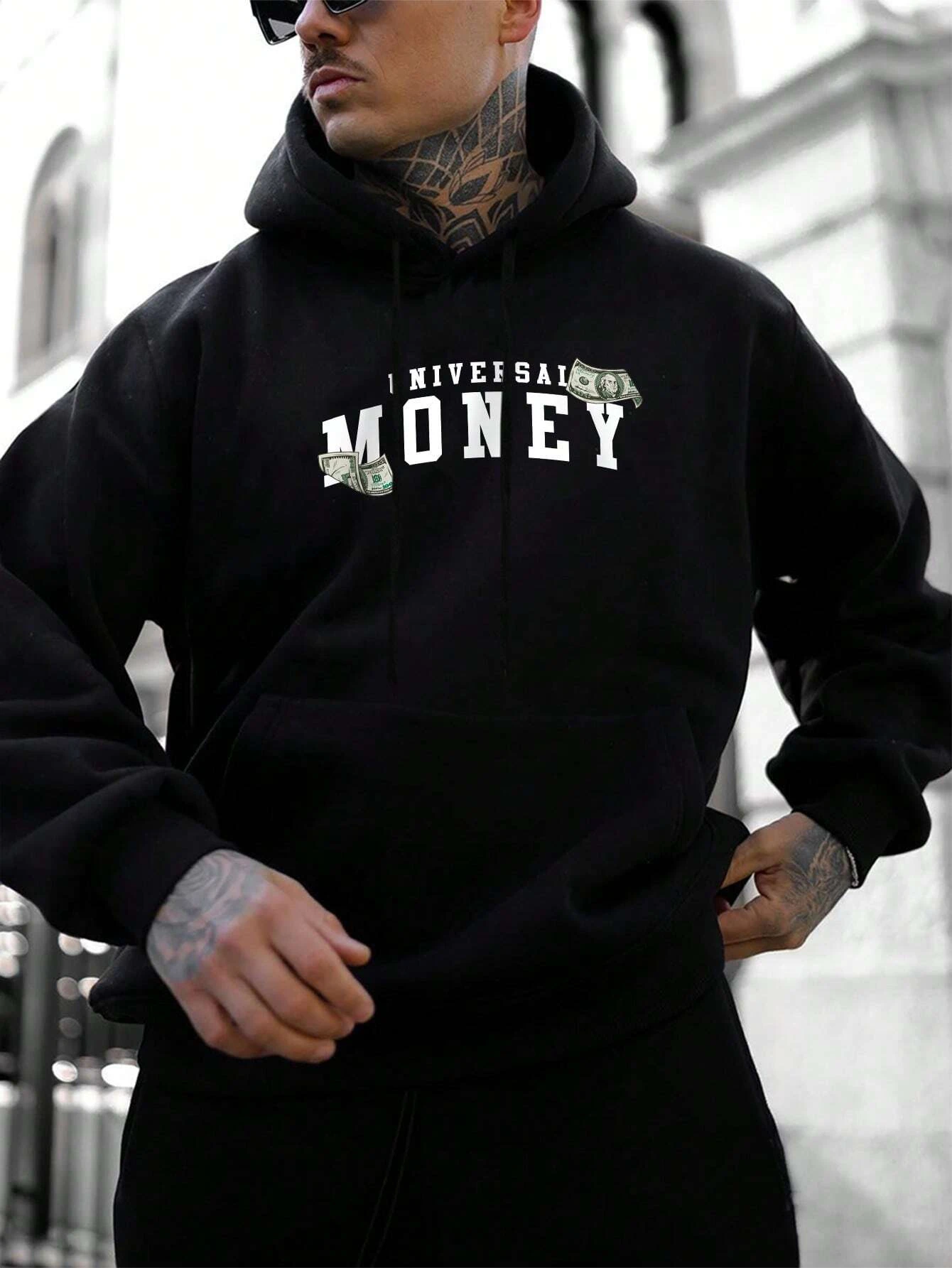 The Money's In Your Hands Print Hoodie Men Warm Fleece Hoody Fashion Casual Versatile Hooded Autumn Loose Round Neck Man Clothes