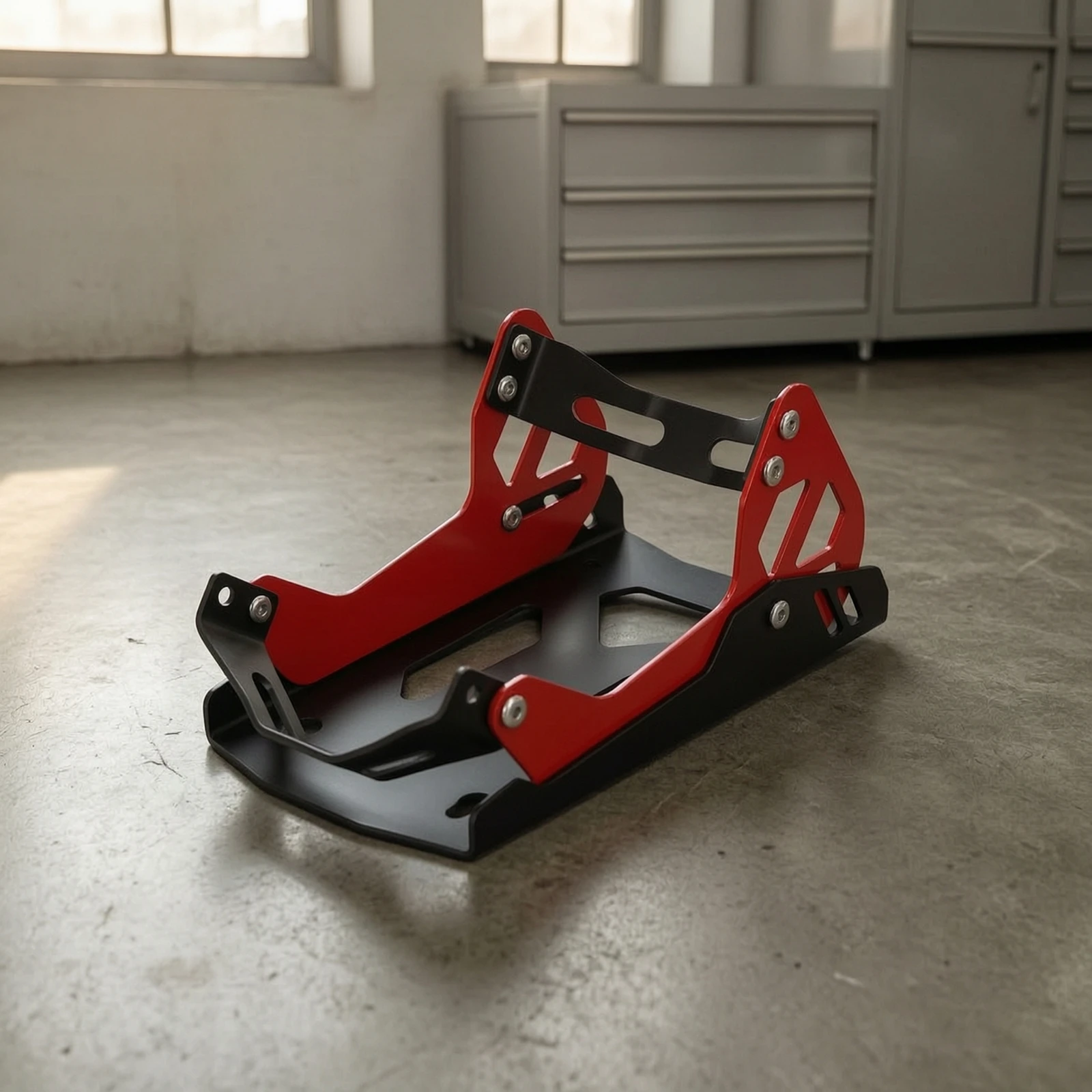 Motorcycle Wheel Chock Reinforced Motorcycle Wheel Stand Sturdy Metal for Motorcyclists, Garage, Trailer