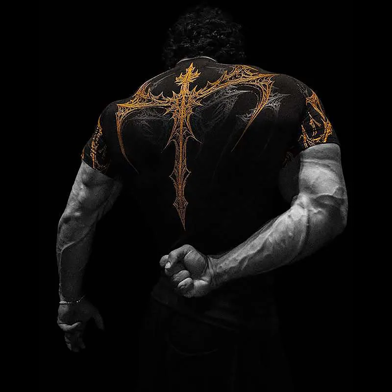 تي شيرت رياضي خريفي للشباب بأكمام قصيرة وتجفيف سريع وطباعة جرافيك مثالية للياقة البدنية والجري واليوجا وصالة الألعاب الرياضية