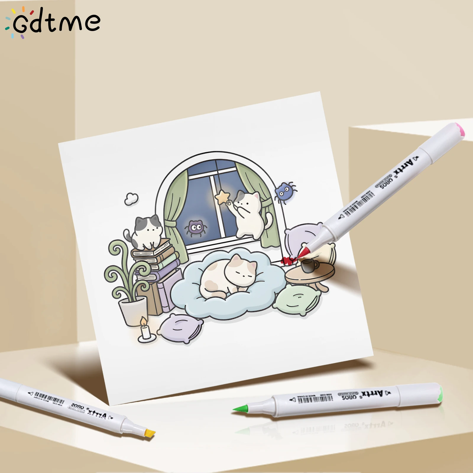 SPOOKSY CATS Malbuch für Erwachsene, Cartoon-Muster mit kräftigen und einfachen Linien, Stressabbau und Entspannung, DIY-Graffiti-Malbuch – Detail 5